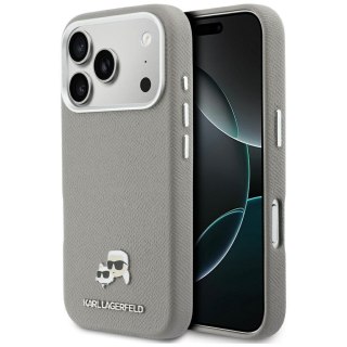 KARL LAGERFELD futerał do IPHONE 17 Pro kompatybilny z MagSafe KLHMP17L6PFKCLG (PU FW W/ K&C Head Pin) szary