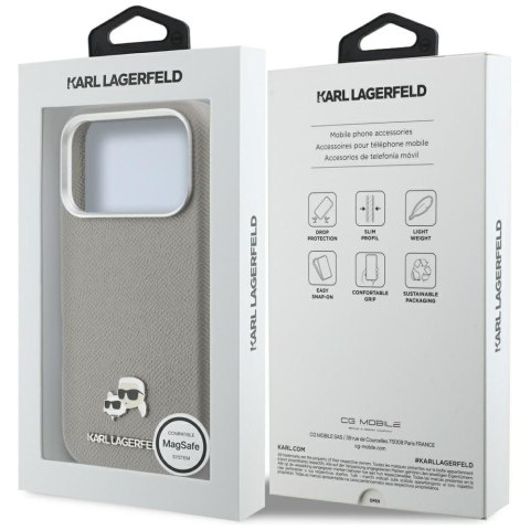 KARL LAGERFELD futerał do IPHONE 17 Pro kompatybilny z MagSafe KLHMP17L6PFKCLG (PU FW W/ K&C Head Pin) szary