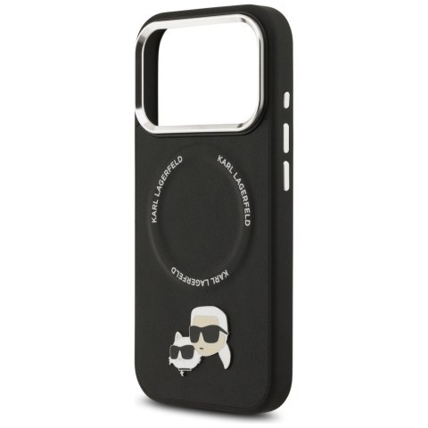 KARL LAGERFELD futerał do IPHONE 17 Pro kompatybilny z MagSafe KLHMP17LPSMLRKCK (PU K&C Pins) czarny