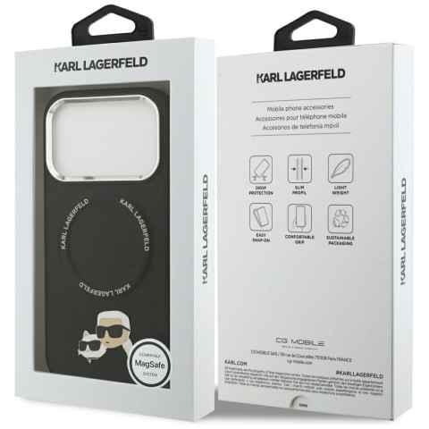 KARL LAGERFELD futerał do IPHONE 17 Pro kompatybilny z MagSafe KLHMP17LPSMLRKCK (PU K&C Pins) czarny