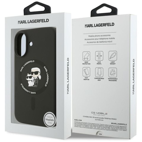 KARL LAGERFELD futerał do IPHONE 17 kompatybilny z MagSafe KLHMP17SSCMKCRHK (Silicone KC Body Ring) czarny