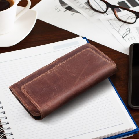 Kabura uniwersalna do paska skórzana ROYAL Crazy Horse pozioma rozmiar L do IPHONE 12 / 12 PRO / 13 / 13 PRO / 14 / 14 PRO / SAM