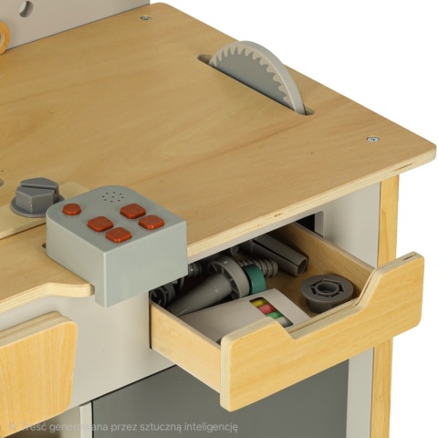 Duży drewniany warsztat z narzędziami XXL zestaw majsterkowicza 84 elementy