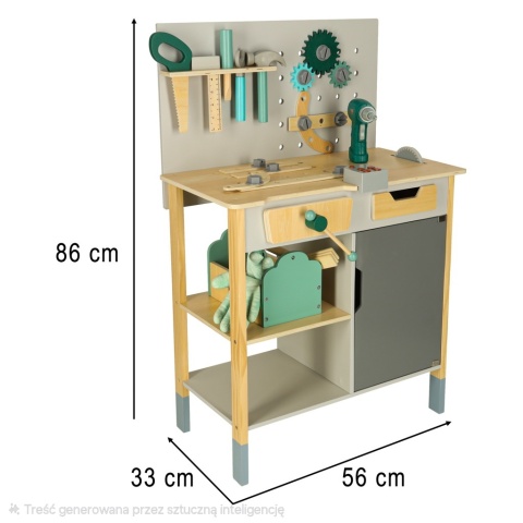 Duży drewniany warsztat z narzędziami XXL zestaw majsterkowicza 84 elementy