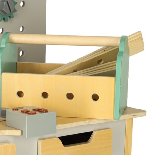 Duży drewniany warsztat z narzędziami XXL zestaw majsterkowicza 84 elementy