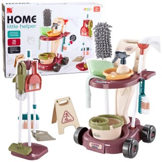 Zestaw Do Sprzątania Dla Dzieci Wózek Mop Wiadro Odkurzacz 26 el.