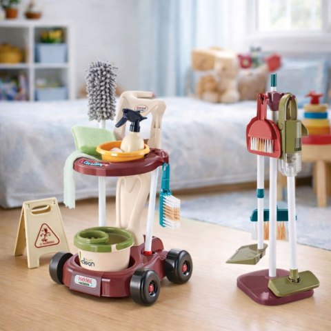 Zestaw Do Sprzątania Dla Dzieci Wózek Mop Wiadro Odkurzacz 26 el.