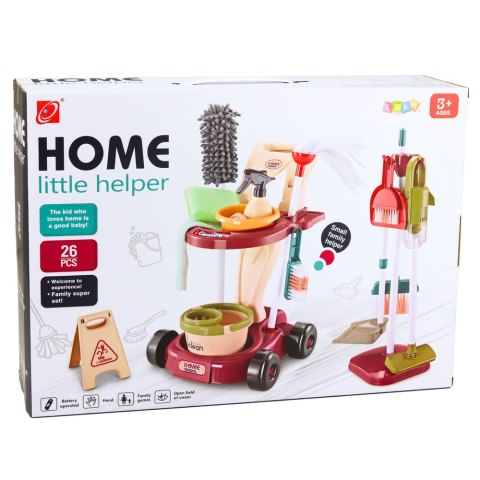 Zestaw Do Sprzątania Dla Dzieci Wózek Mop Wiadro Odkurzacz 26 el.