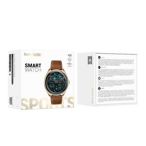 Smartwatch Hoco 1,43" AMOLED IP67 z funkcją rozmowy Y22 złoty szampański