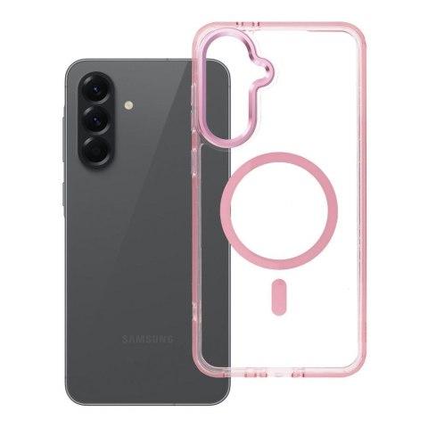 Futerał do Samsung A56 Frame Clear Hybrid Mag Cover zgodny z MagSafe pudrowy róż