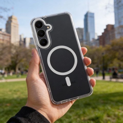 Futerał do Samsung A56 Frame Clear Hybrid Mag Cover zgodny z MagSafe transparentny