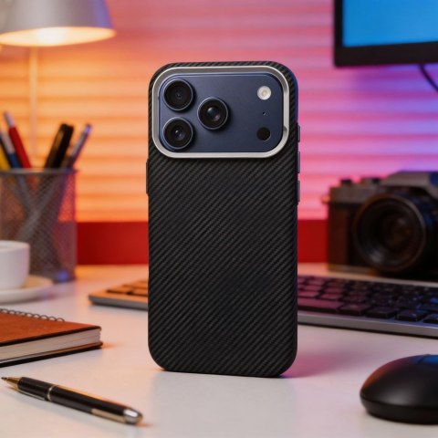 Futerał do iPhone 16 PRO Kevlar zgodny z MagSafe czarny