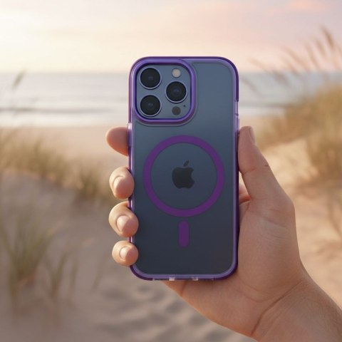 Futerał do iPhone 17 Frame Clear Hybrid Mag Cover zgodny z MagSafe fioletowy