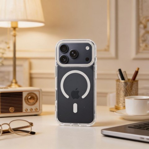 Futerał do iPhone 17 PRO MAX Frame Clear Hybrid Mag Cover zgodny z MagSafe transparentny