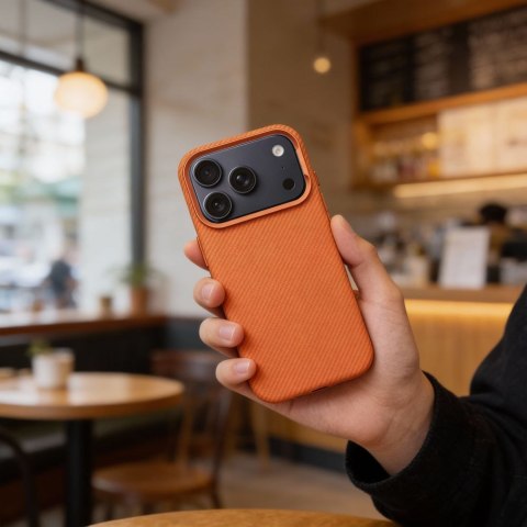 Futerał do iPhone 17 PRO MAX Kevlar zgodny z MagSafe pomarańczowy