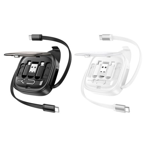 Kabel All-in-one Hoco PD 3A 60W 0,95 m zwijany w zestawie z wymiennymi końcówkami U140 czarny