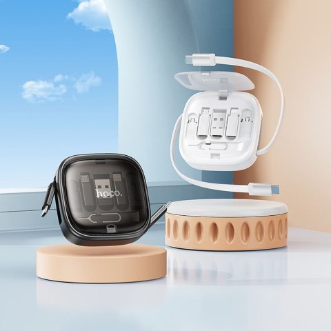 Kabel All-in-one Hoco PD 3A 60W 0,95 m zwijany w zestawie z wymiennymi końcówkami U140 czarny