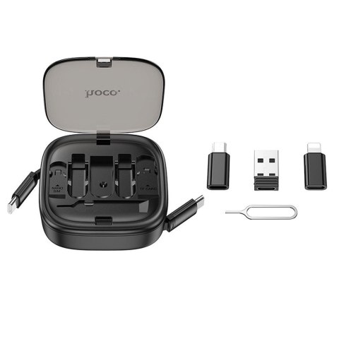 Kabel All-in-one Hoco PD 3A 60W 0,95 m zwijany w zestawie z wymiennymi końcówkami U140 czarny