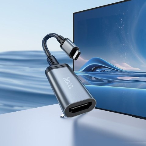 Kabel konwersji z USB C do HDMI żeński Hoco 4K 30Hz 0,2 m UA43A stalowy szary