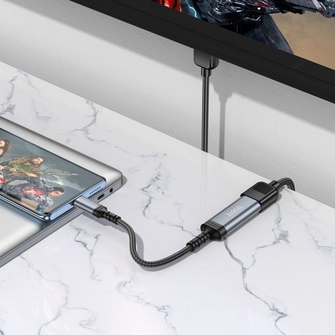 Kabel konwersji z USB C do HDMI żeński Hoco 4K 30Hz 0,2 m UA43A stalowy szary