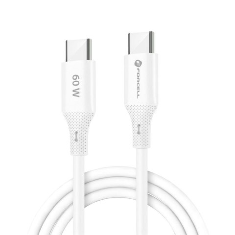 Kabel USB C do USB C Forcell F-Energy QC4.0 PD 3A 60W Silicone 1 m C344 biały
