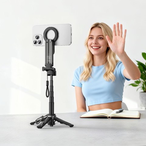 Live stand Hoco z magnetycznym oraz uniwersalnym mocowaniem z pilotem bezprzewodowym K27 PRO czarny