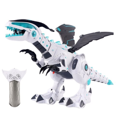 Zdalnie Sterowany Robot RC Dinozaur Światła Dźwięki Biały